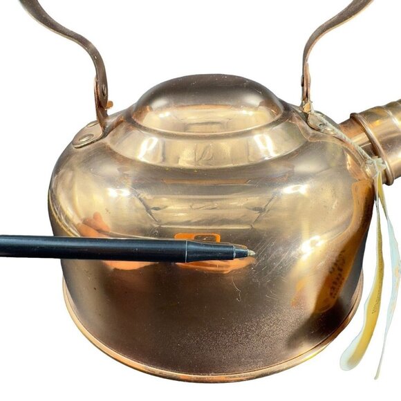 ODI Solid Copper Tea Kettle Tea Pot Made In Portugal Stamped Wooden Handle Knob - Picture 11 of 16